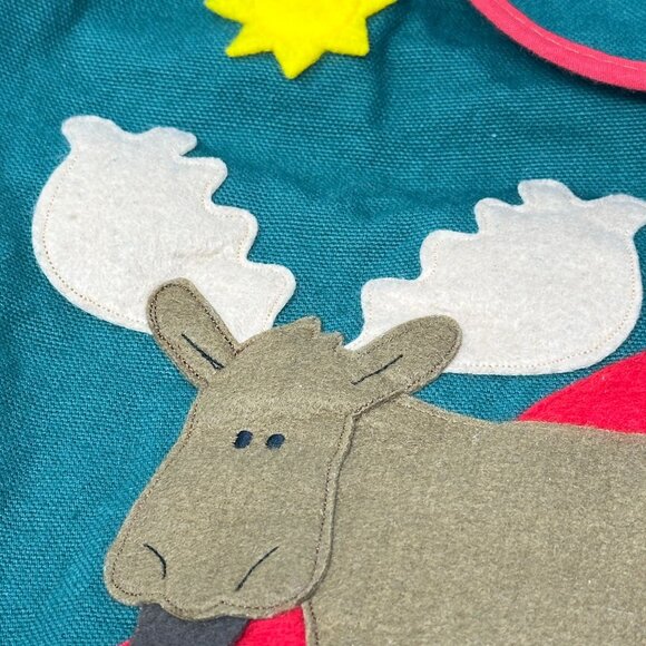 Stephen Joseph Kids Backpack Canvas Felt Moose Nature Green Yellow Red Straps - Picture 4 of 15